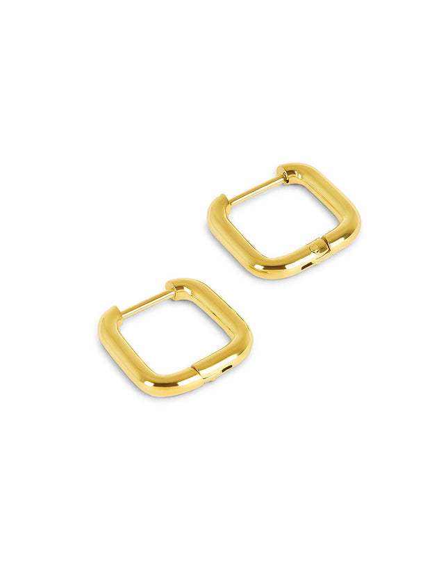 Aros Huggie Cuadrados - Color Dorado