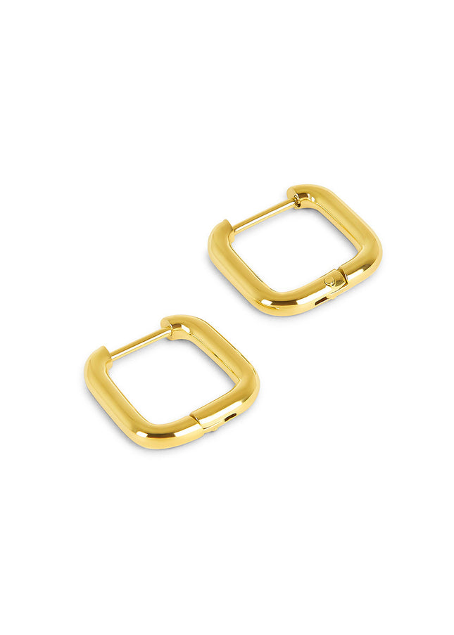 Aros Huggie Cuadrados - Color Dorado