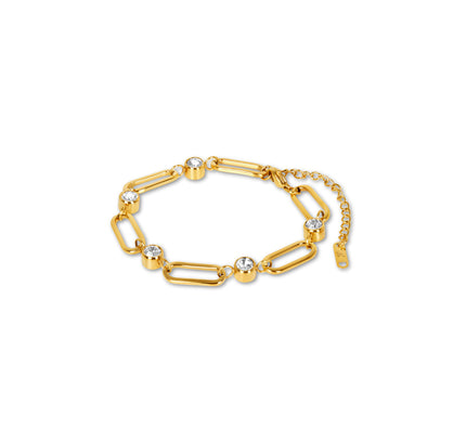 Pulsera de Piedra con Eslabones Ovalados en Oro