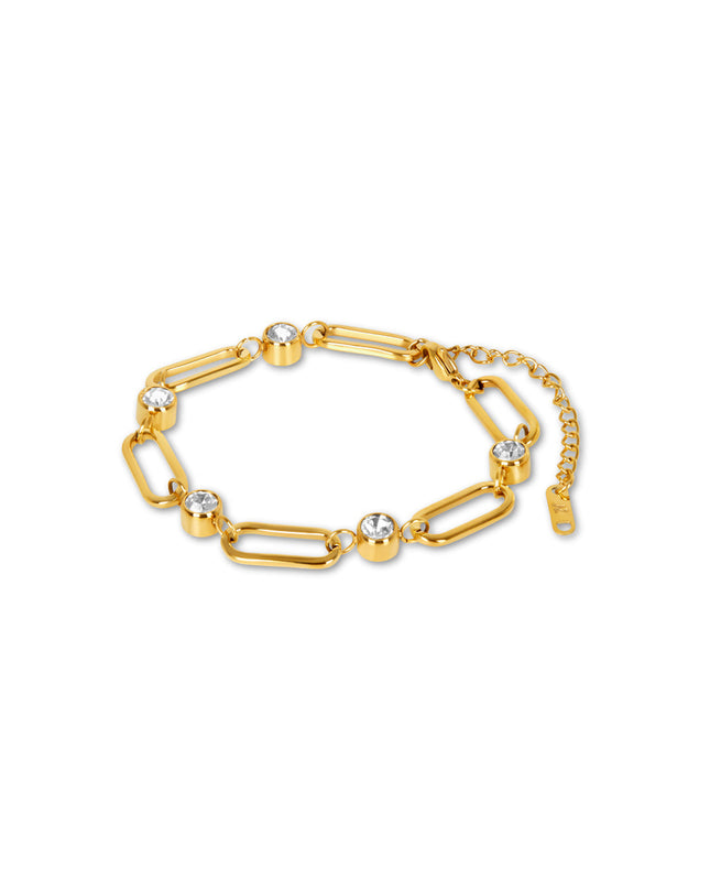 Pulsera de Piedra con Eslabones Ovalados en Oro