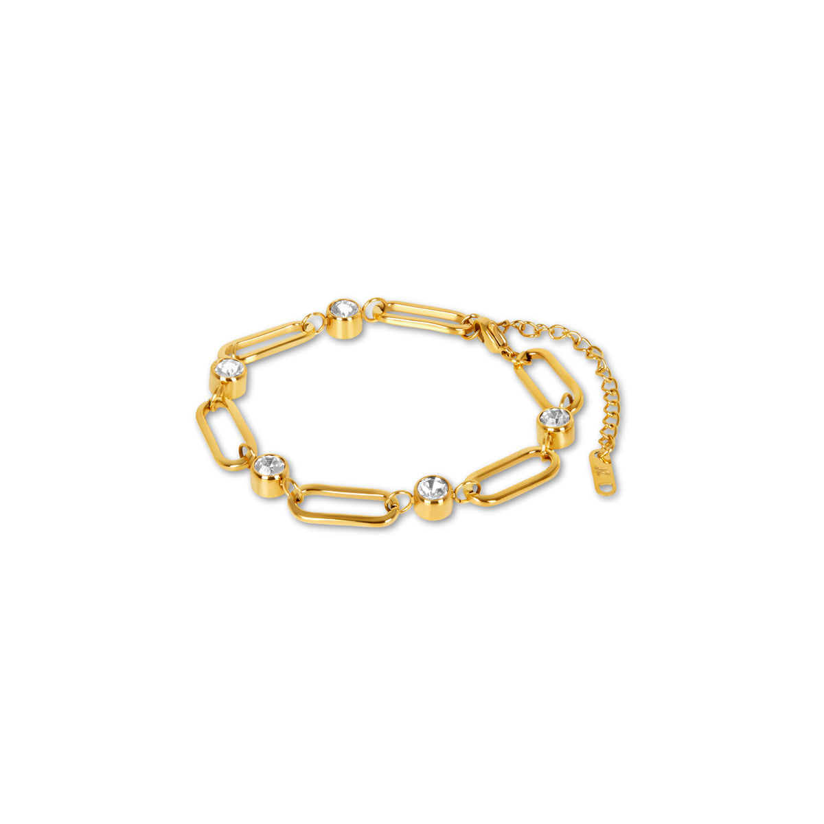 Pulsera de Piedra con Eslabones Ovalados en Oro