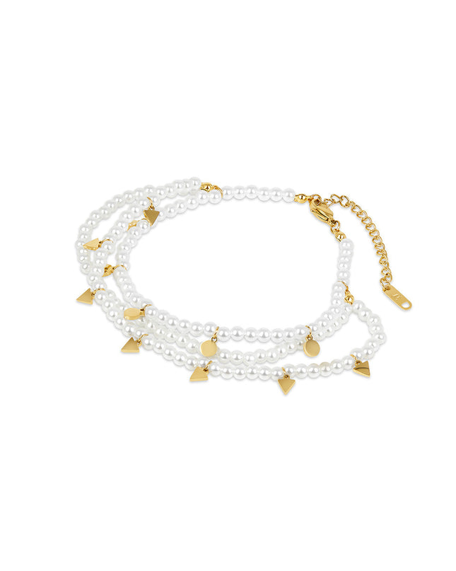 Tobillera de Perlas en Capas - Oro