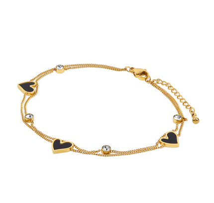 Tobillera de Doble Cadena Corazón de Piedra