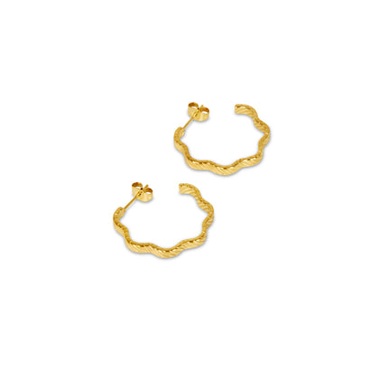 Pendientes Aros Texturizados Asimétricos - Oro
