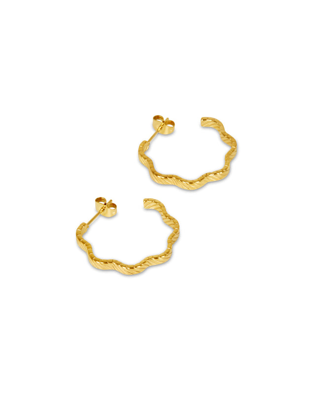 Pendientes Aros Texturizados Asimétricos - Oro