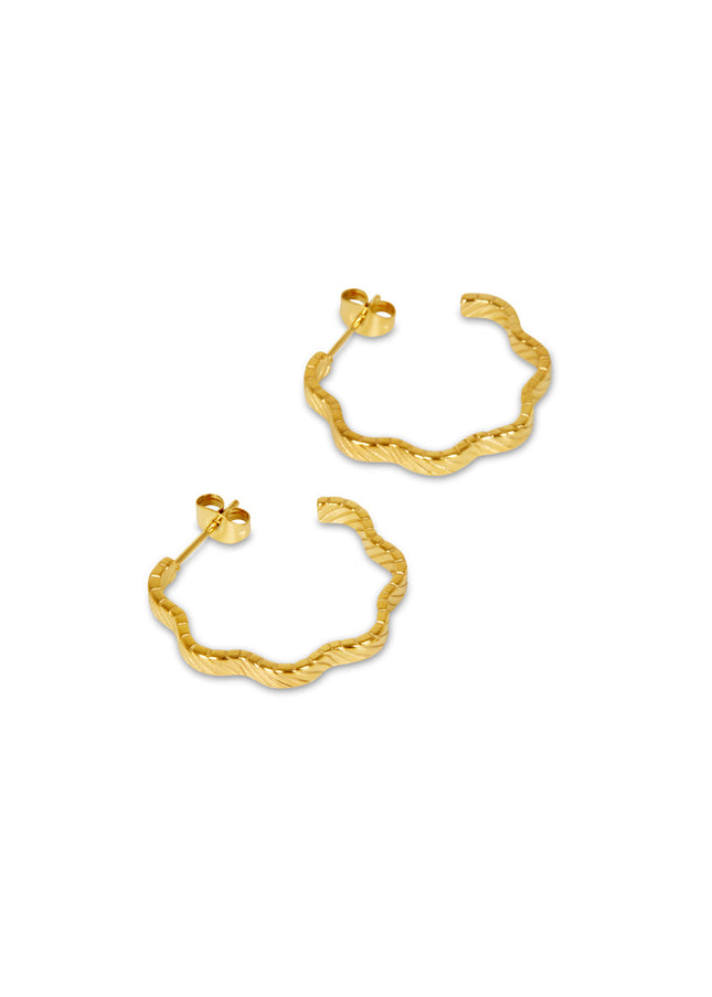 Pendientes Aros Texturizados Asimétricos - Oro