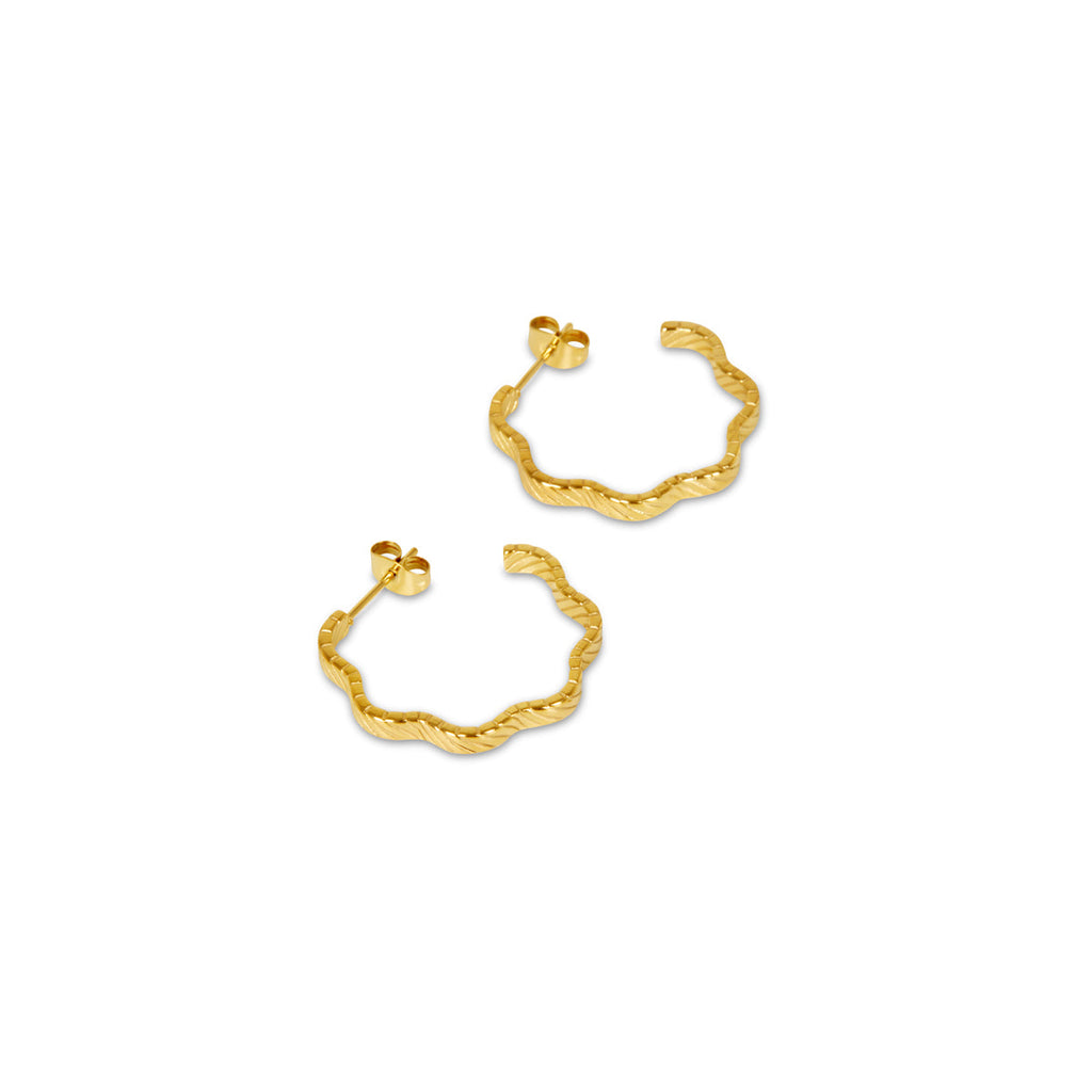 Pendientes Aros Texturizados Asimétricos - Oro