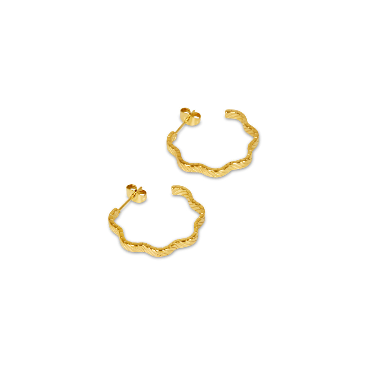 Pendientes Aros Texturizados Asimétricos - Oro