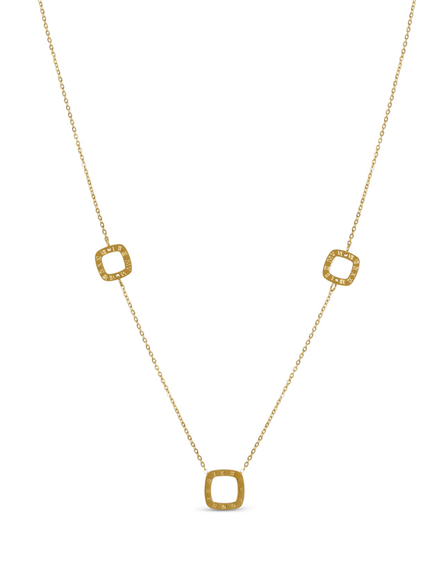 Collar Regina con Colgante Cuadrado Numérico - Oro