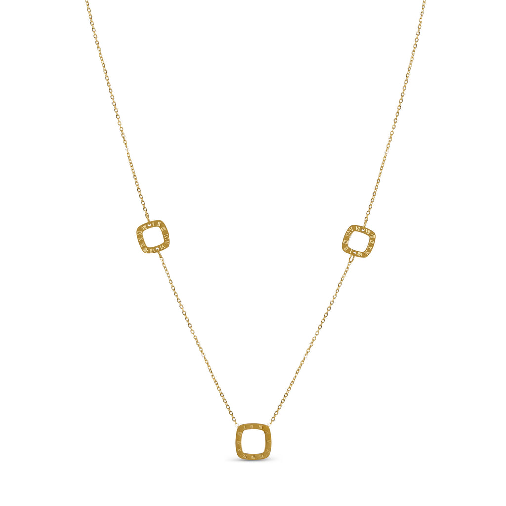 Collar Regina con Colgante Cuadrado Numérico - Oro