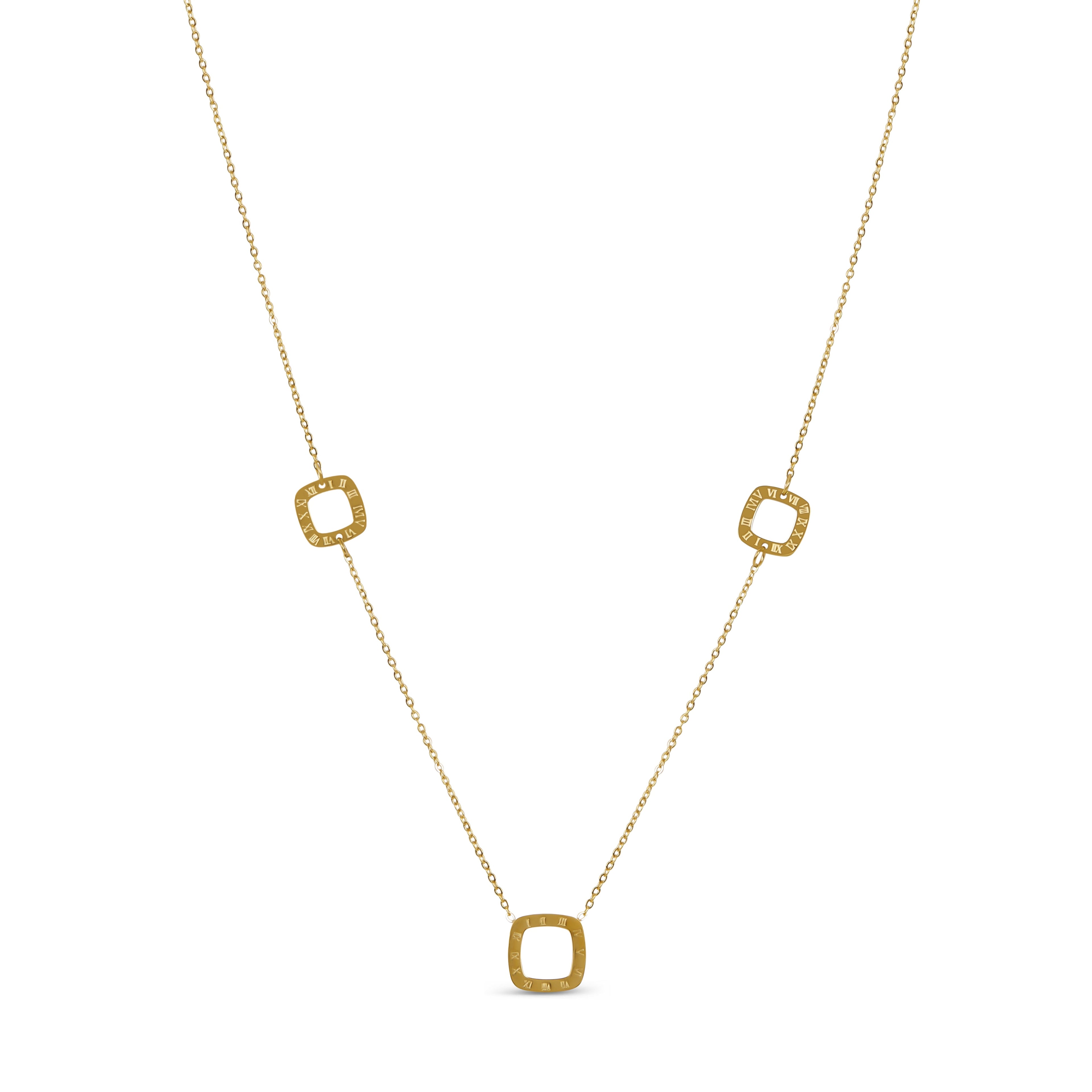 Collar Regina con Colgante Cuadrado Numérico - Oro