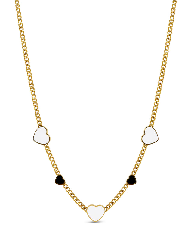 Collar Monocromático de Corazones - Color Oro