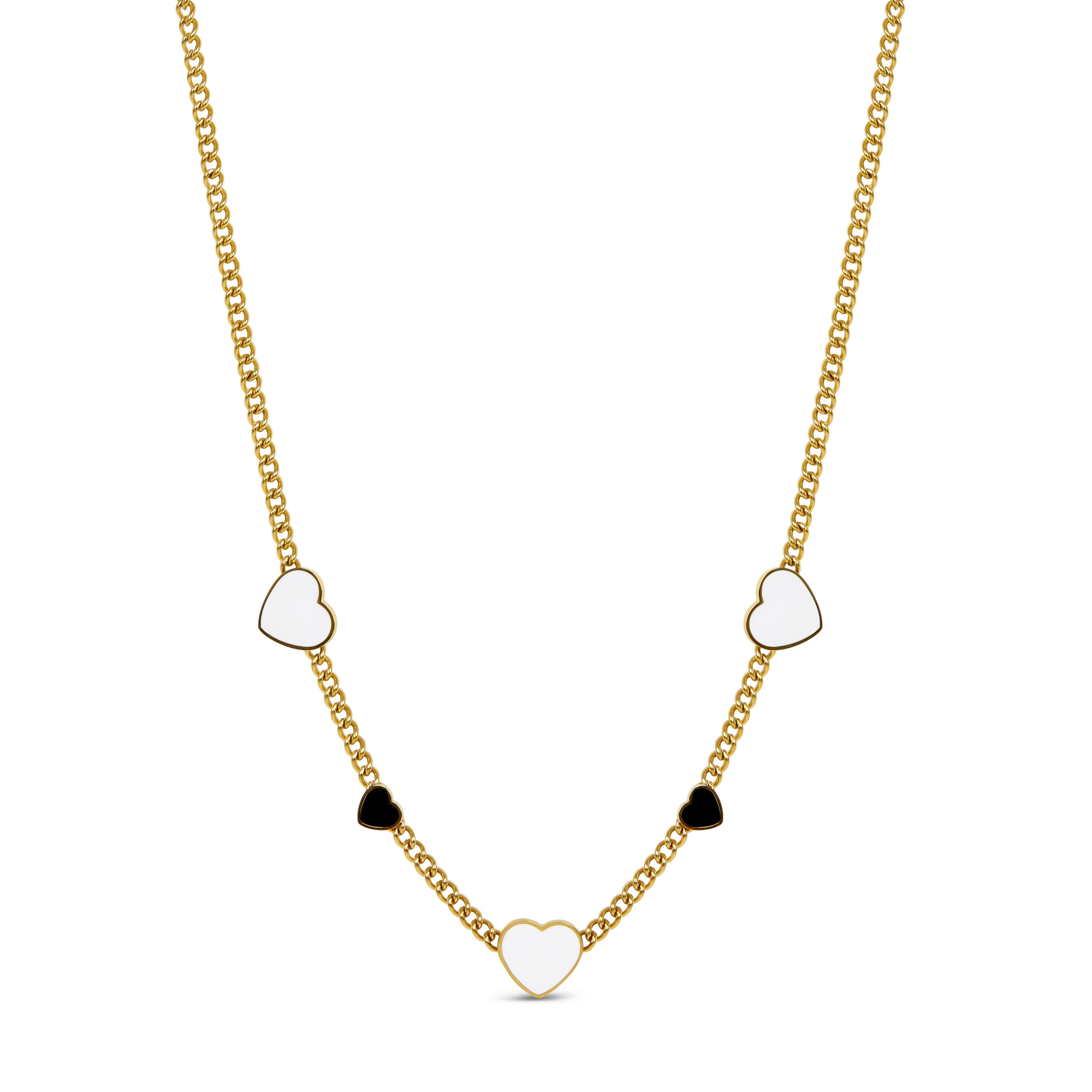 Collar Monocromático de Corazones - Color Oro
