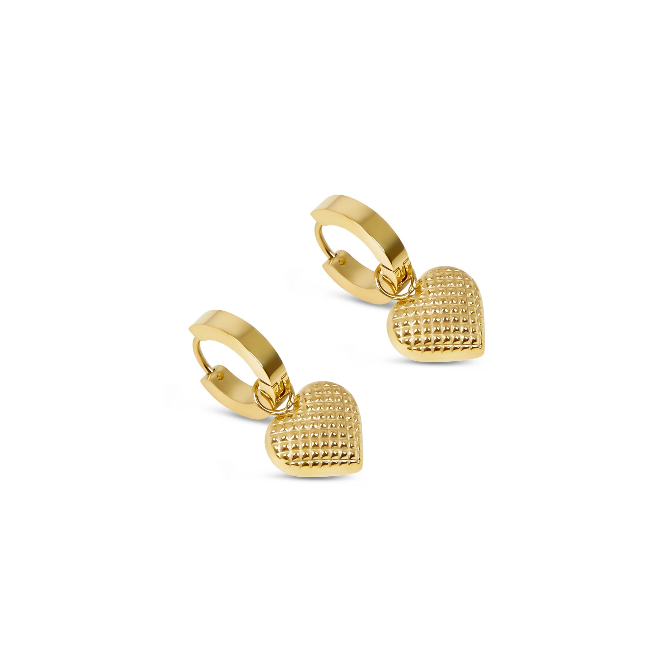 Pendientes Huggie con Colgante Corazón - Baño de Oro