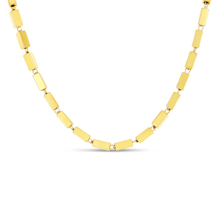 Collar de Cadena Rectangular en Color Oro