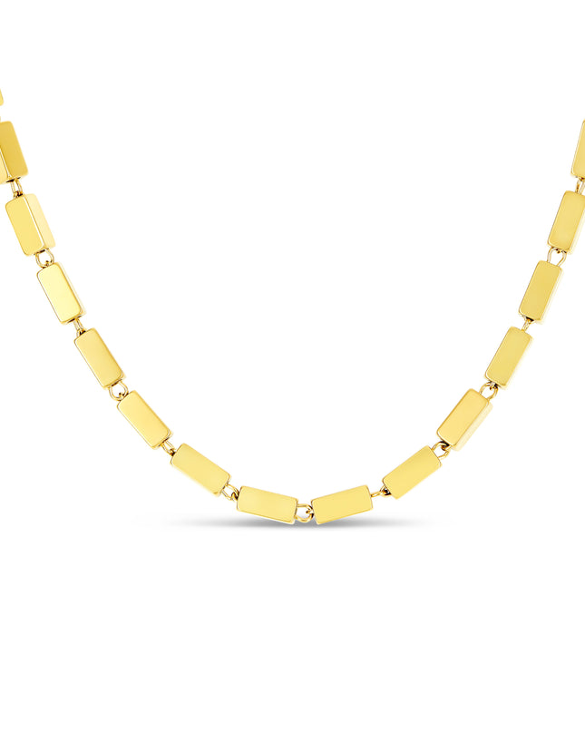 Collar de Cadena Rectangular en Color Oro