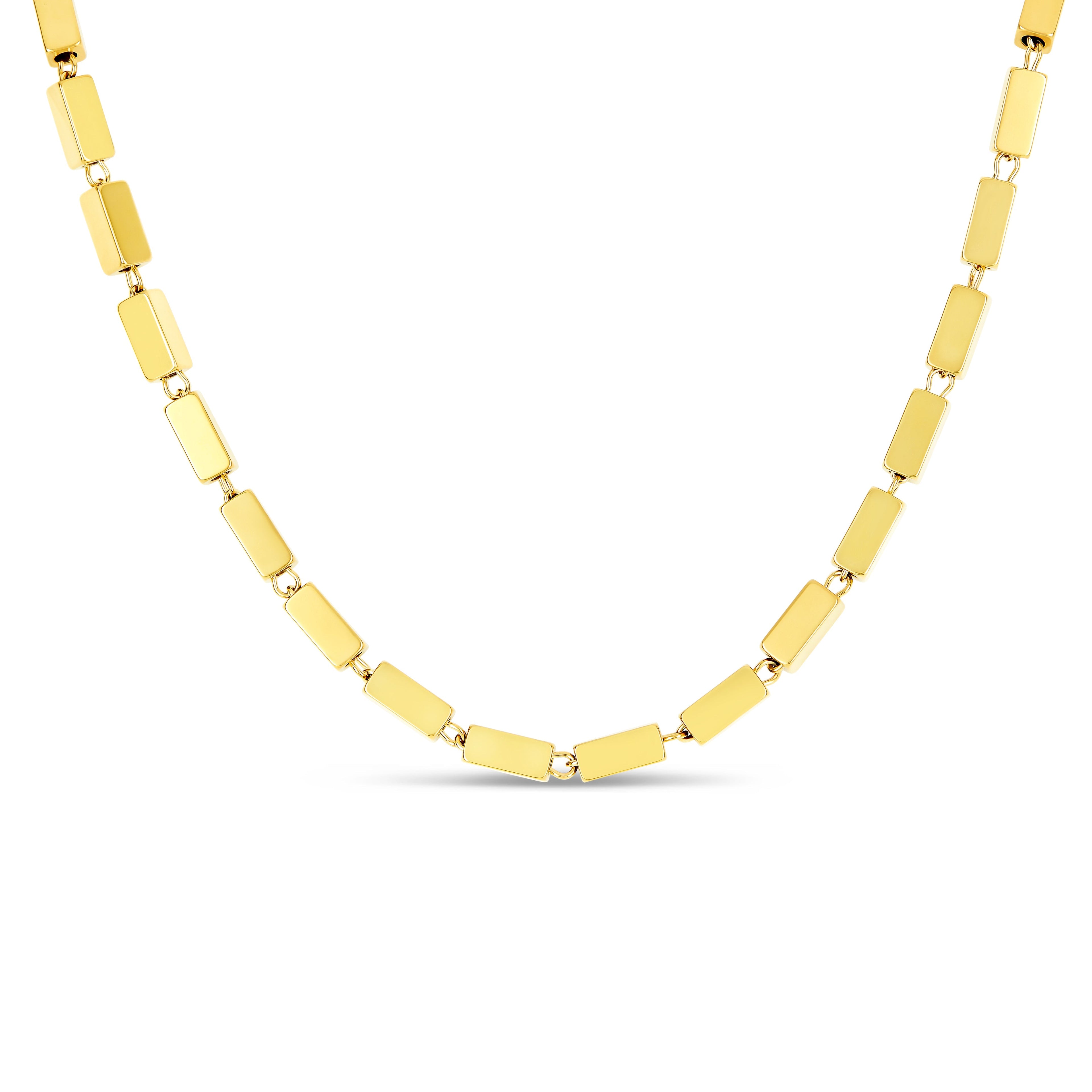 Collar de Cadena Rectangular en Color Oro