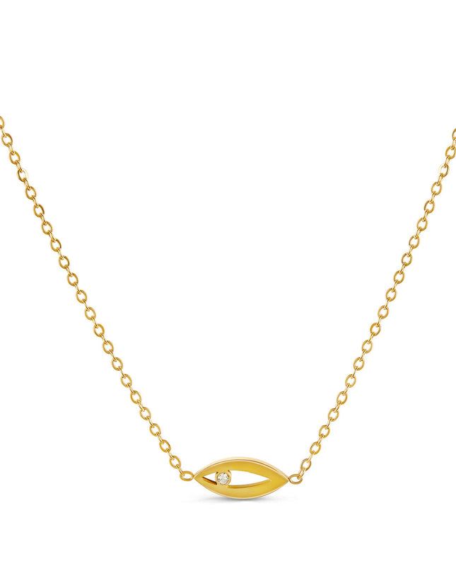 Oro Collar con Colgante de Ojo de Piedra