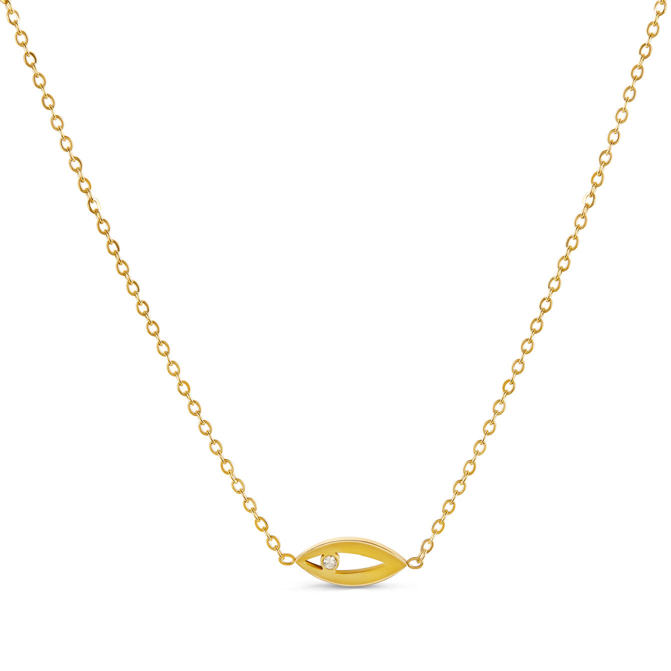 Oro Collar con Colgante de Ojo de Piedra