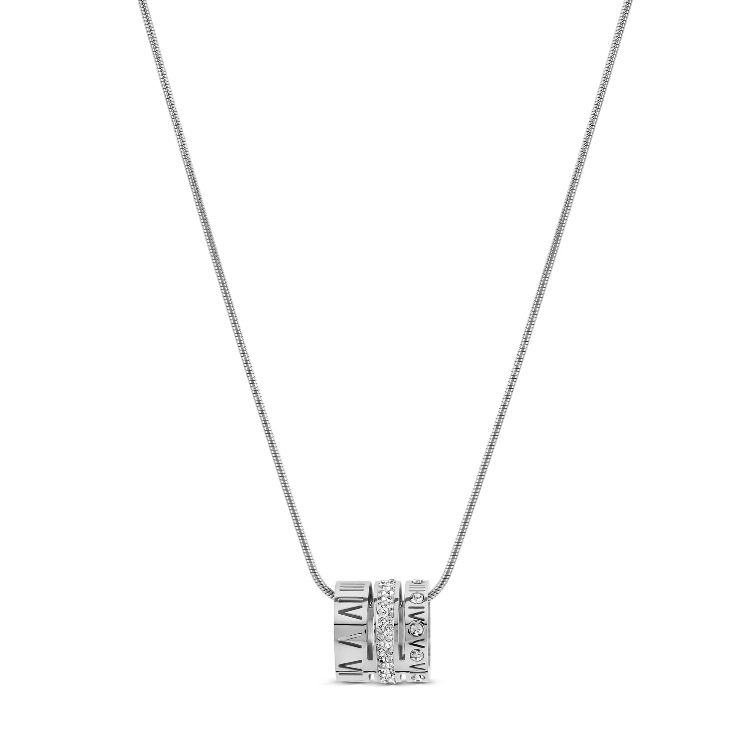 Collar Triple Apilado con Anillo - Plata