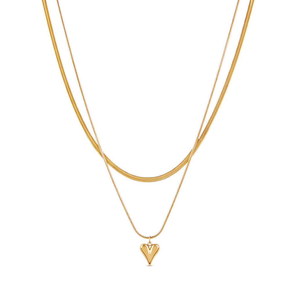 Collar Corazón Esculpido en Oro