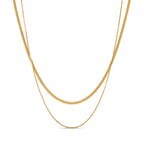 Doble Collar de Cadena de Serpiente - Color Oro