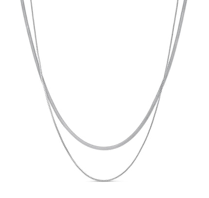 Doble Cadena de Serpiente en Plata - Collar Elegante