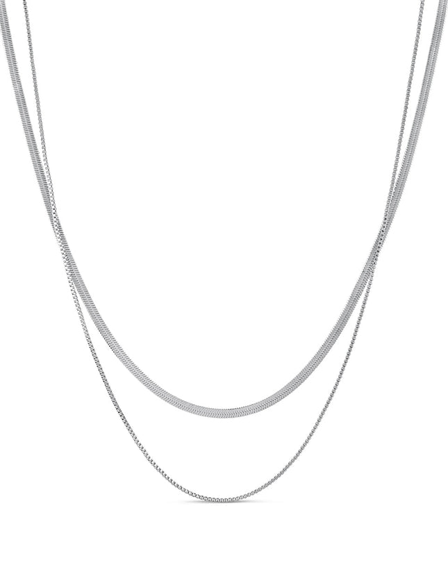Doble Cadena de Serpiente en Plata - Collar Elegante