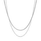 Doble Cadena de Serpiente en Plata - Collar Elegante