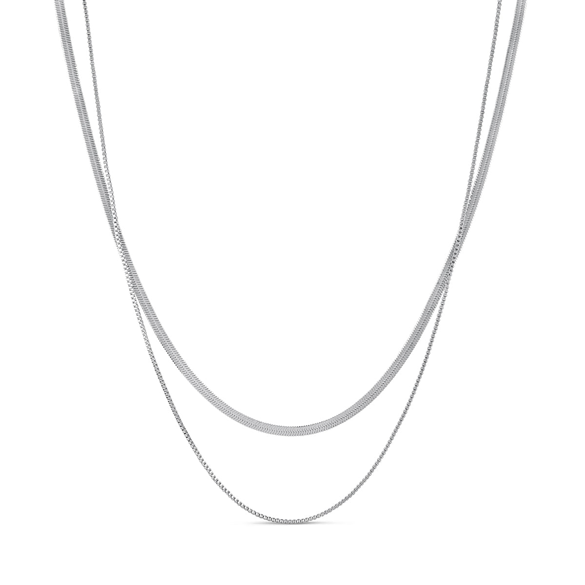 Doble Cadena de Serpiente en Plata - Collar Elegante