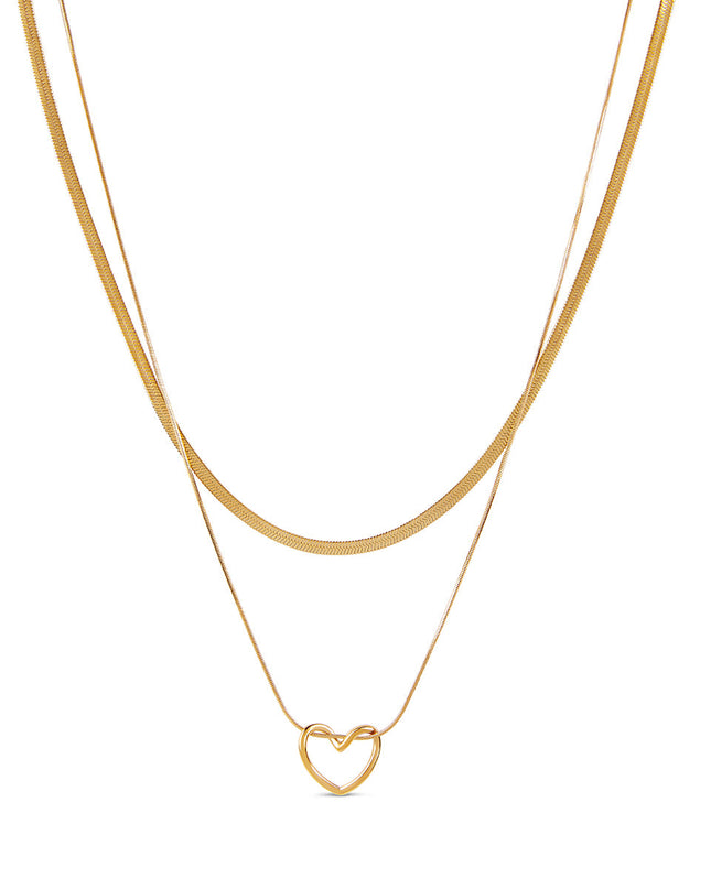Collar Tejido con Capa de Corazón - Color Oro