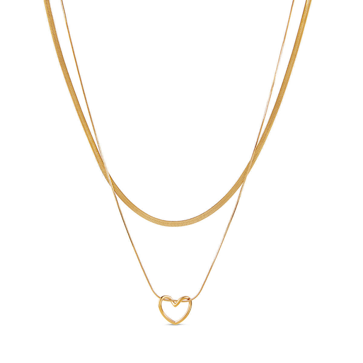 Collar Tejido con Capa de Corazón - Color Oro