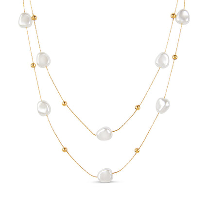 Collar de Perlas Abstractas en Oro