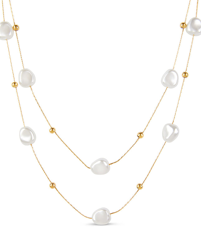 Collar de Perlas Abstractas en Oro