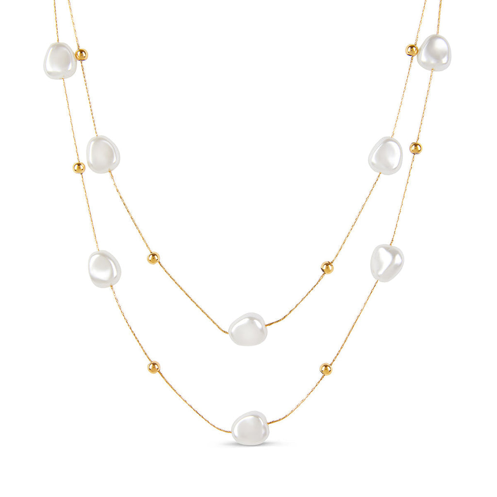 Collar de Perlas Abstractas en Oro