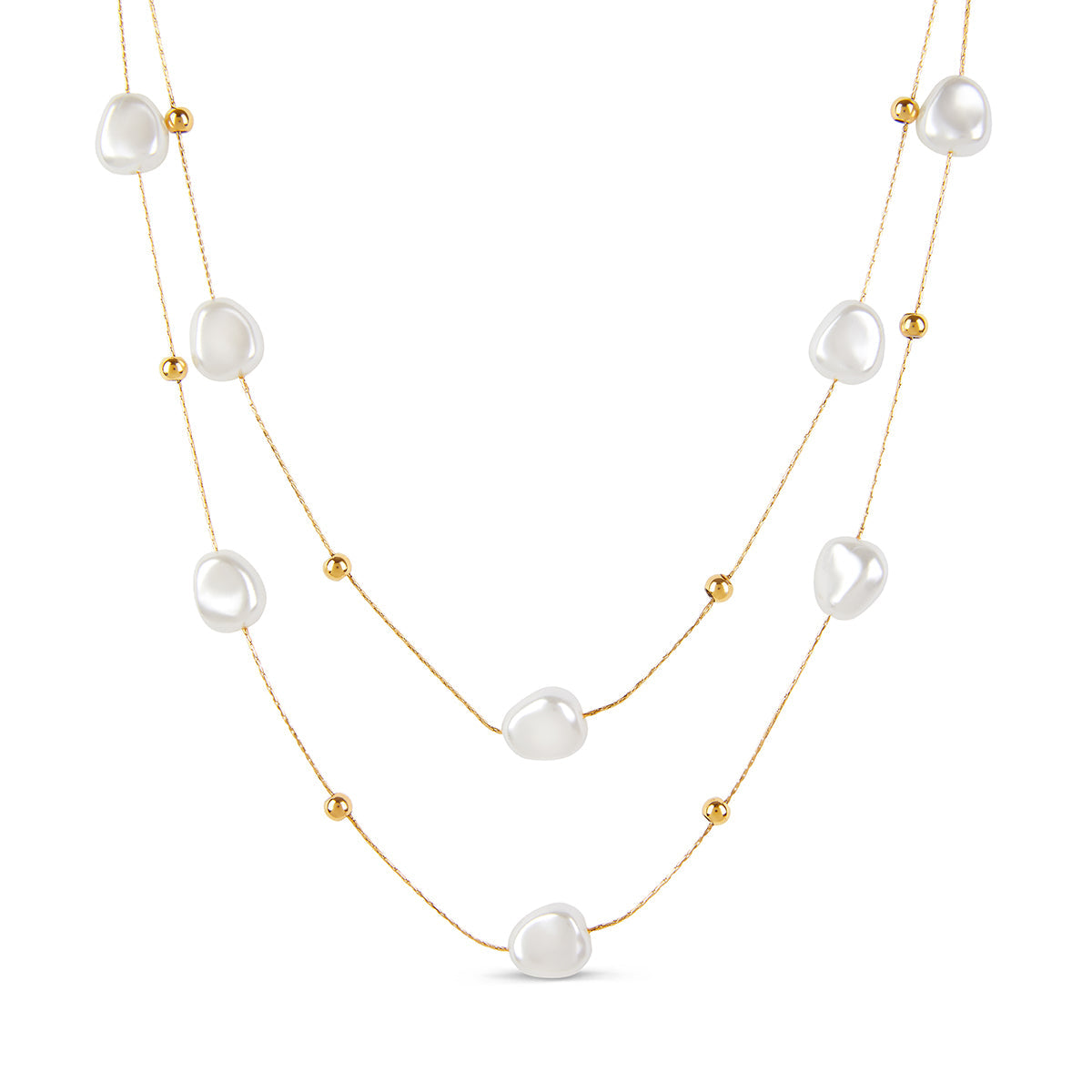 Collar de Perlas Abstractas en Oro