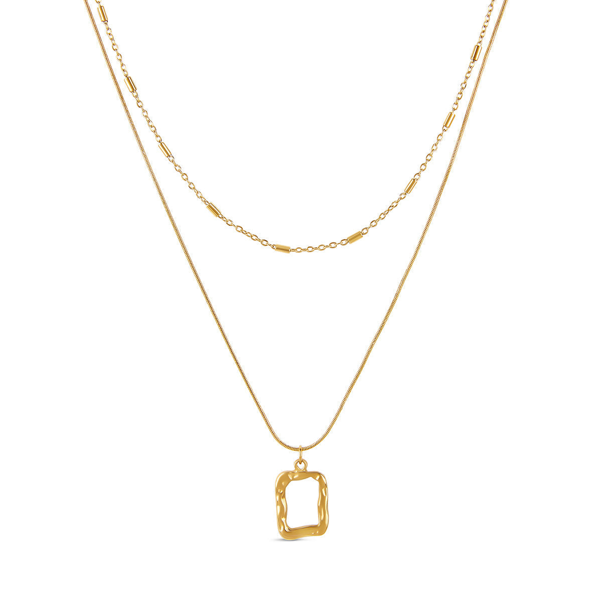 Collar de Capa con Colgante Escultórico - Acabado en Oro