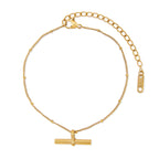 Tobillera de Cadena de Bolas en T - Color Dorado