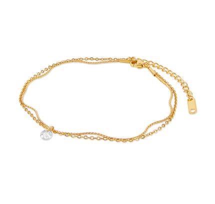 Tobillera de Doble Cadena con Caída de Piedra