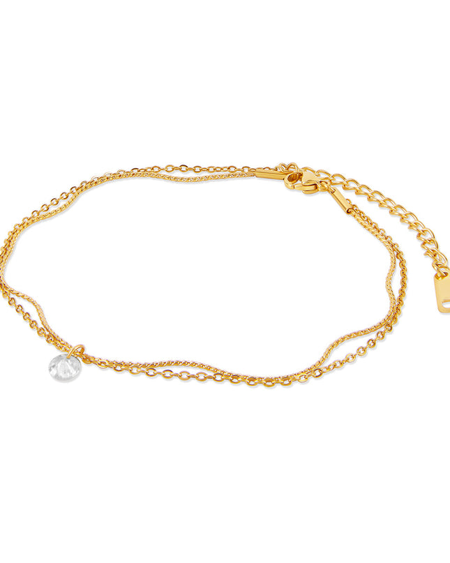 Tobillera de Doble Cadena con Caída de Piedra