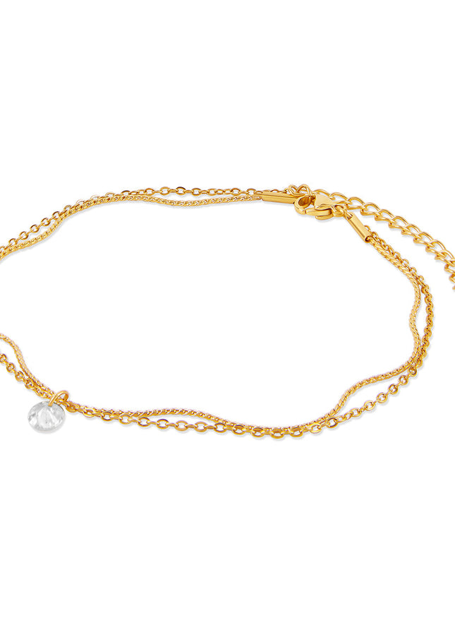 Tobillera de Doble Cadena con Caída de Piedra
