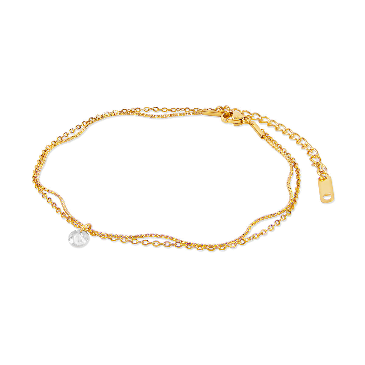 Tobillera de Doble Cadena con Caída de Piedra