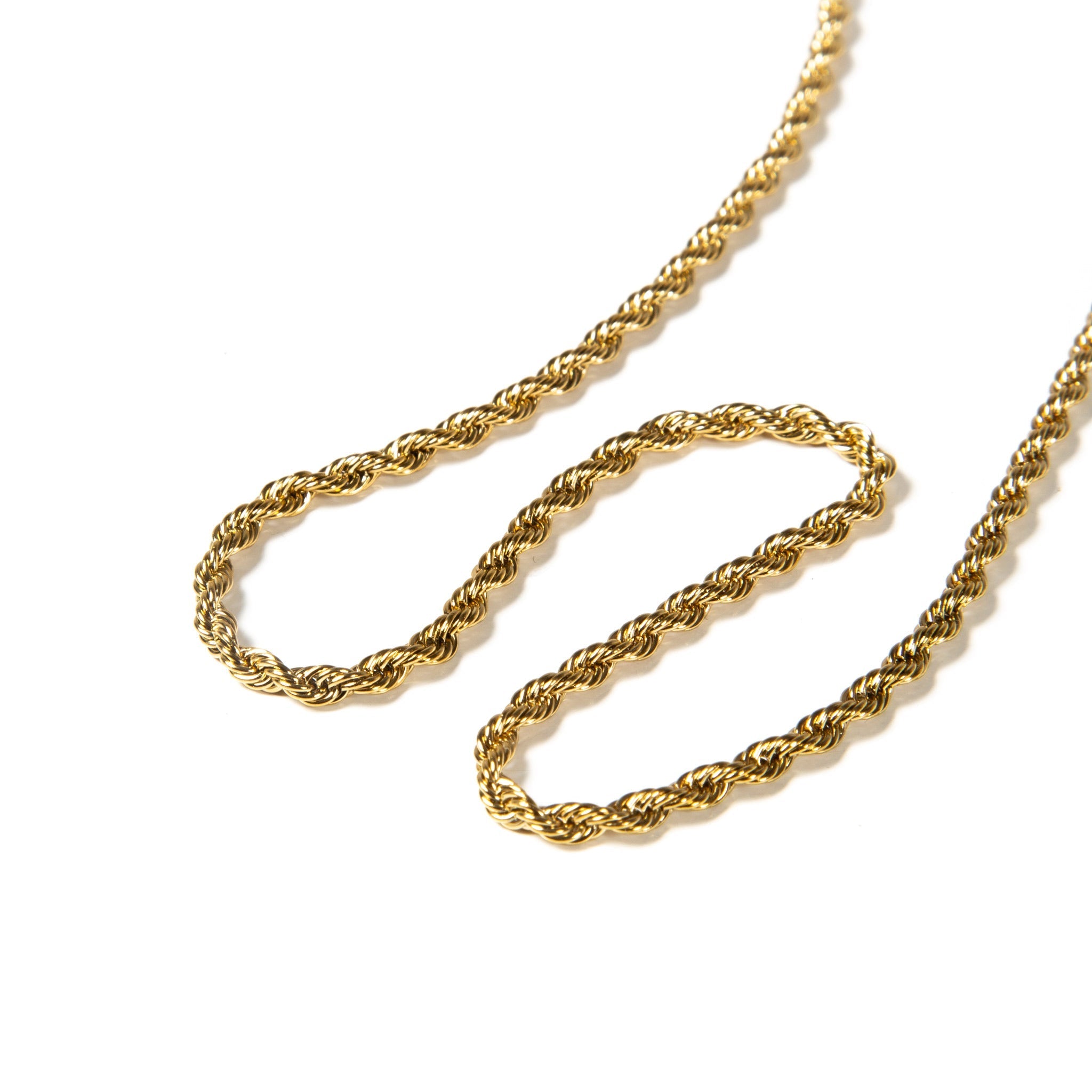 Collar de Cuerda con Cadena - Color Oro