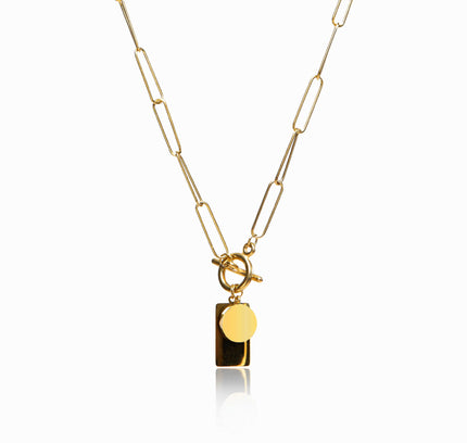 Collar Rectangular con Cierre Toggle - Color Oro