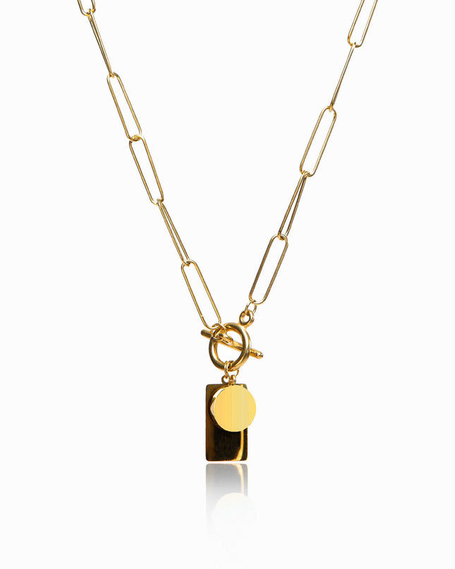 Collar Rectangular con Cierre Toggle - Color Oro