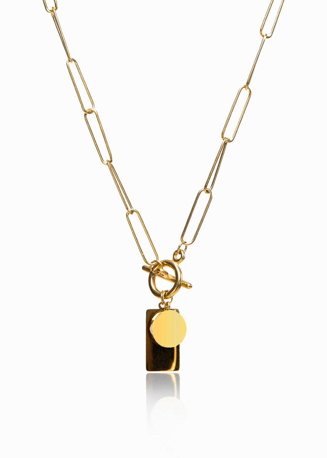 Collar Rectangular con Cierre Toggle - Color Oro