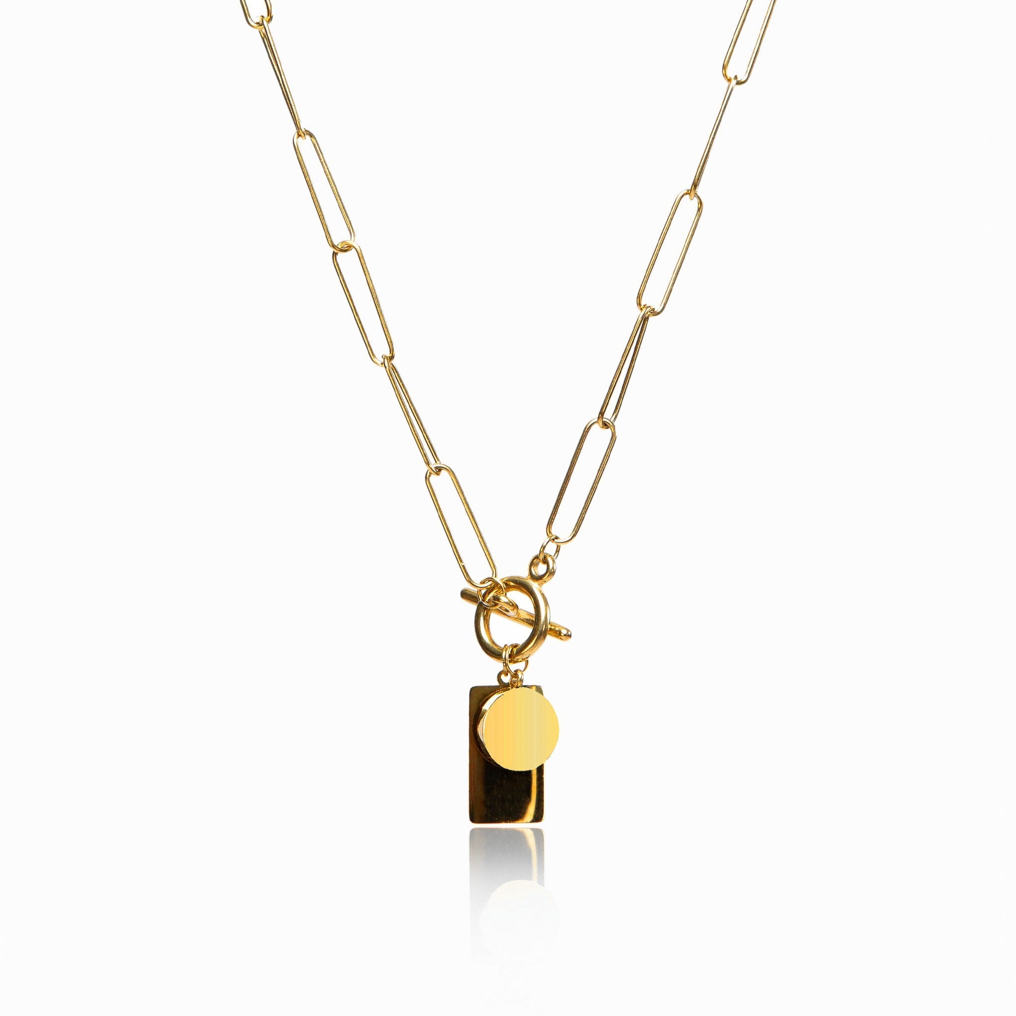 Collar Rectangular con Cierre Toggle - Color Oro
