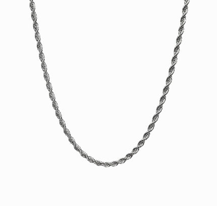 Collar de Cuerda con Cadena - Color Plata