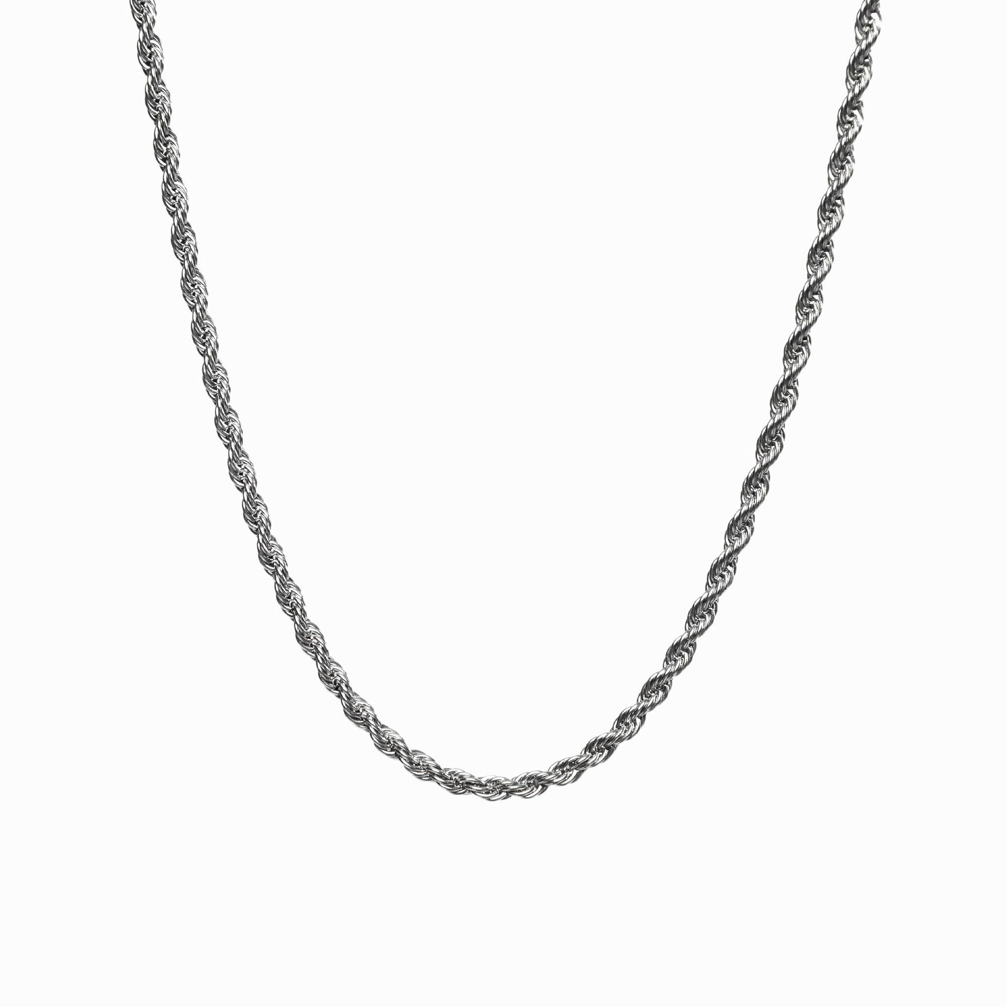 Collar de Cuerda con Cadena - Color Plata