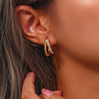 Pendientes de Aro con Perlas Apiladas Chapados en Oro 18K